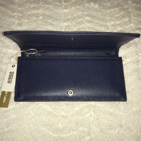 Aimee Kestenberg Leather Moto Bifold Wallet Navy - Picture 4 of 5